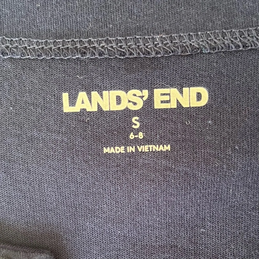 Lands' End Navy Blue Cotton Jersey Sleeveless Split Neck Shift with White Trim S